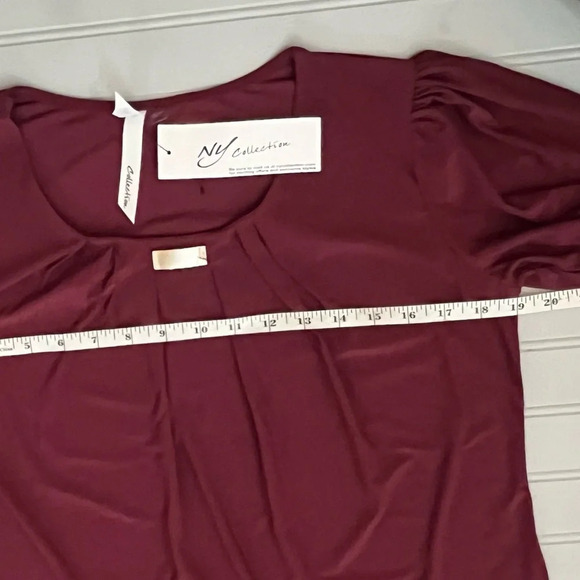 NY Collection Balloon Short Sleeve Top Stretchy Womens Petite Medium NWT - Picture 7 of 13